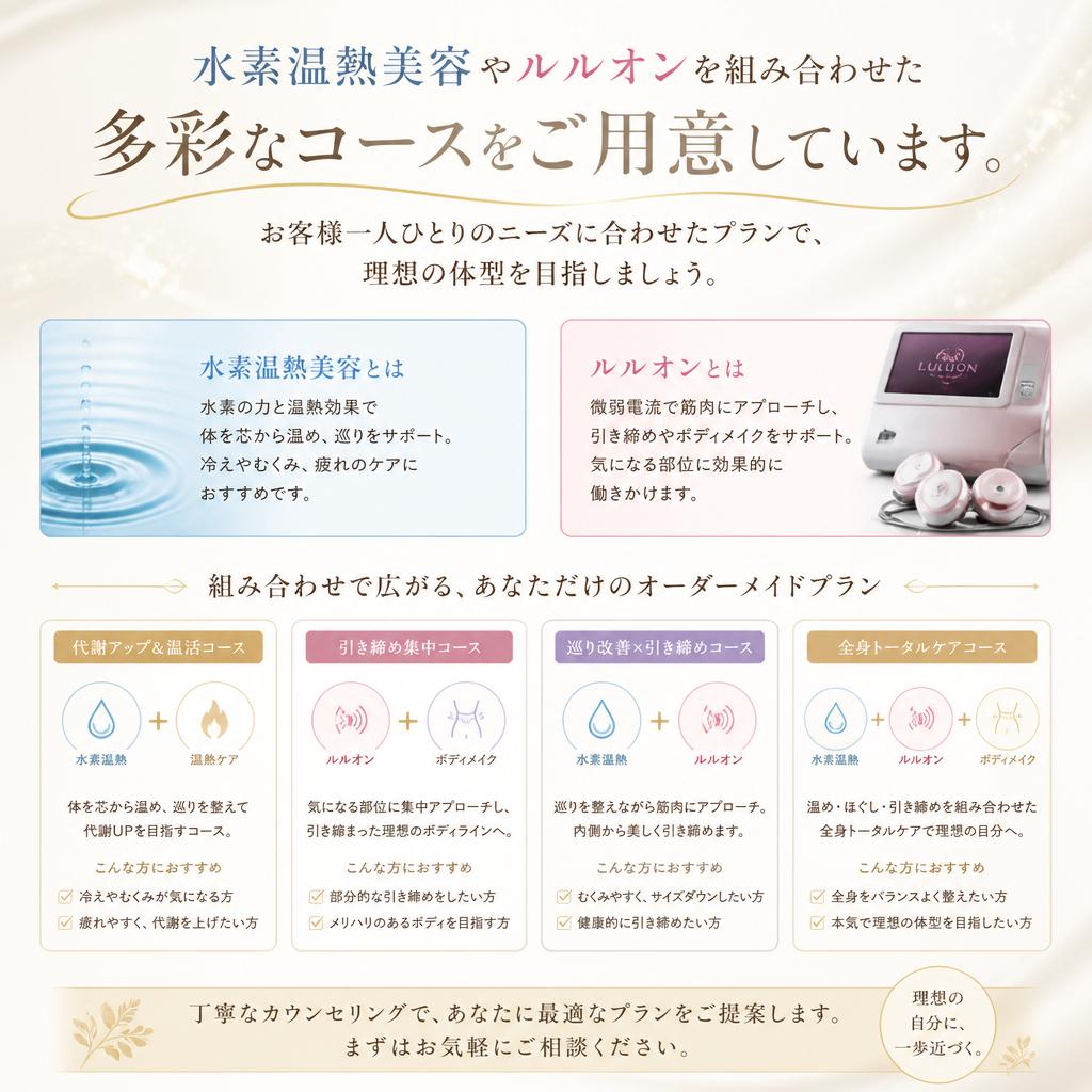 多彩なコースで選べる施術