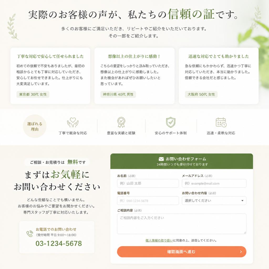 お客様の声とお問合せ