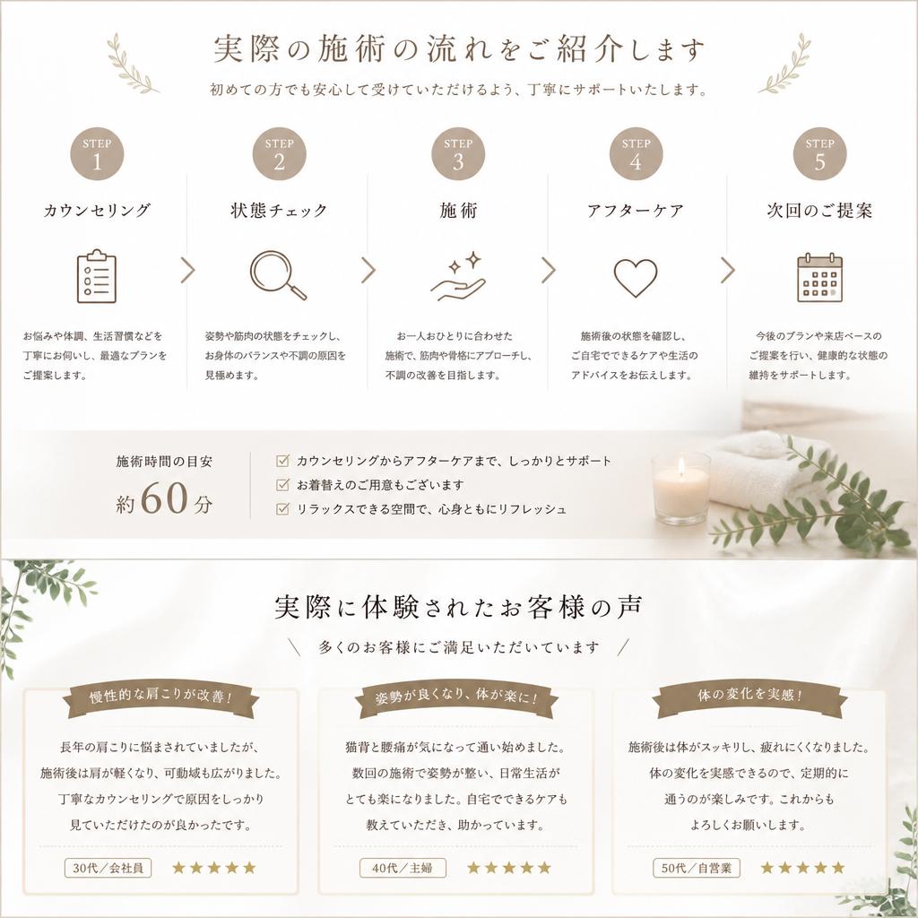 施術の流れと体験談
